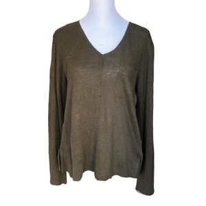 Sanctuary - Long Sleeved Green Blouse with High Low Hem Line & Linen Back Sz XS